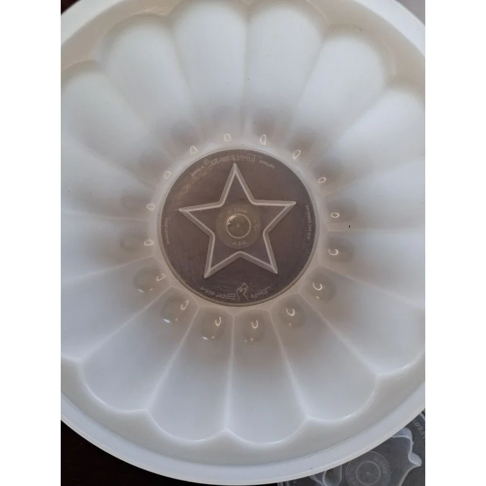 Vintage Tupperware White Jel-N-Serve Jello Mold, Tray, 4 Inserts Jello